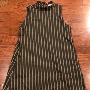A- line , crew neck, back button up, striped dress